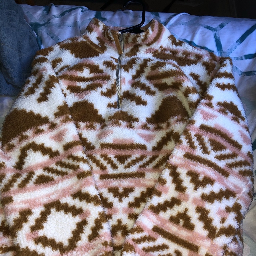 Multi-color pattern quarter zip